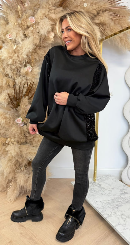 SEQUIN SWEATER BLACK