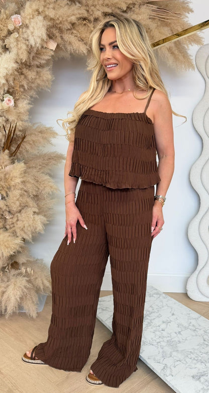 ISA LUXURY JUMPSUIT BROWN