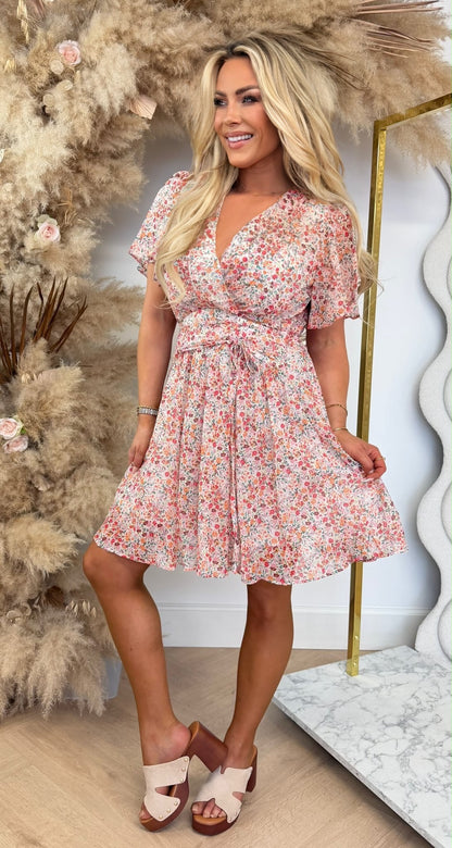 BLOOM DRESS 154 ORANGE/RED/GREEN