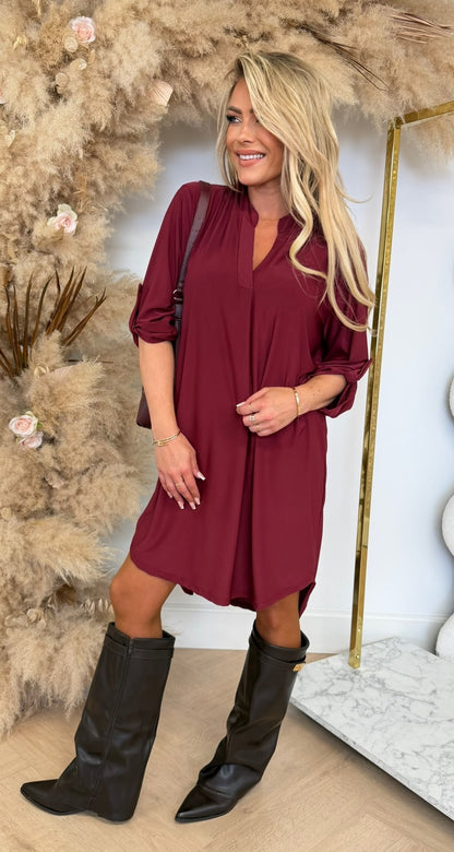 EMMIE TRAVEL DRESS BORDEAUX