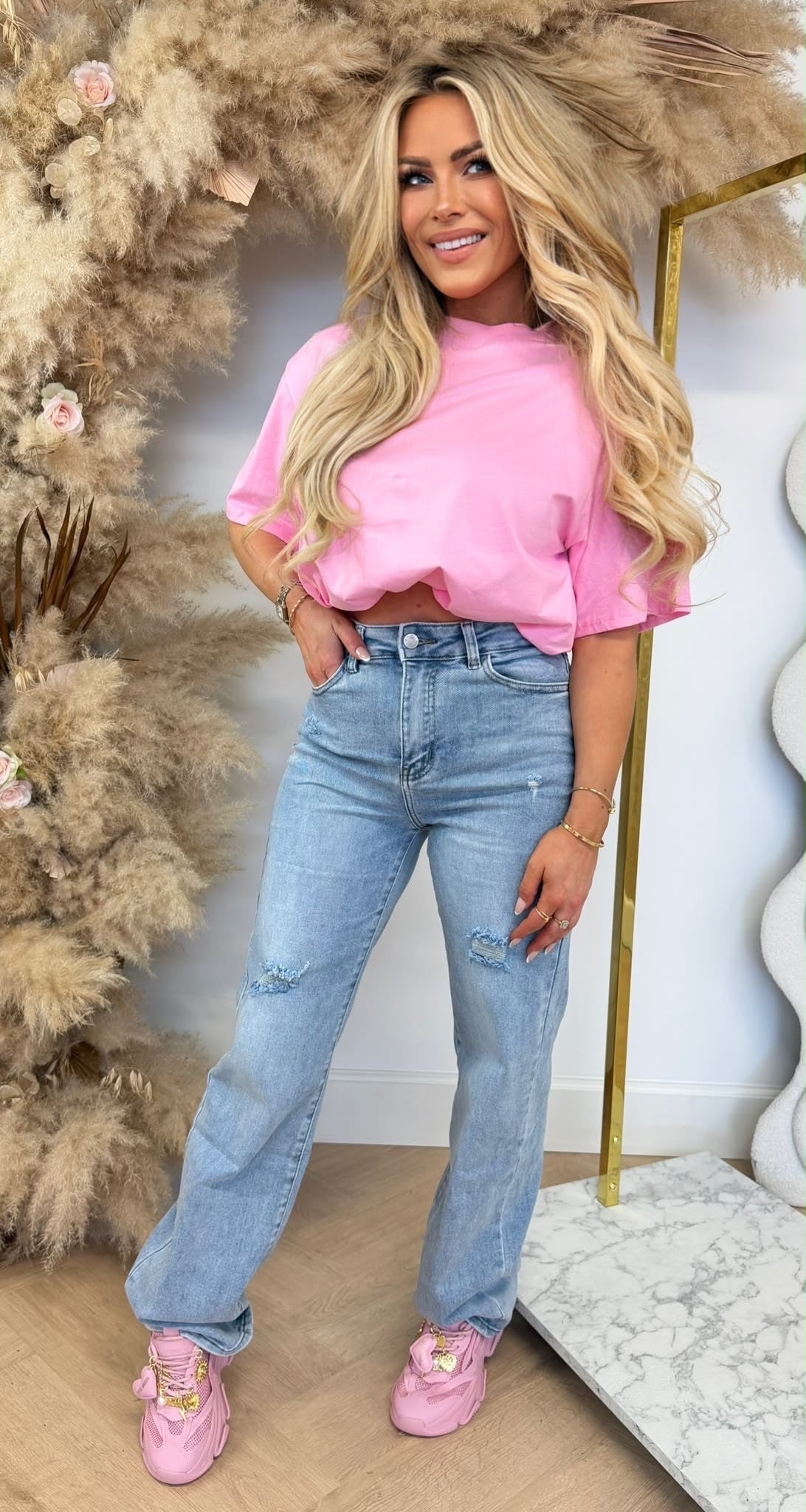NEW YORK DENIM TEKST SHIRT 7227 PINK