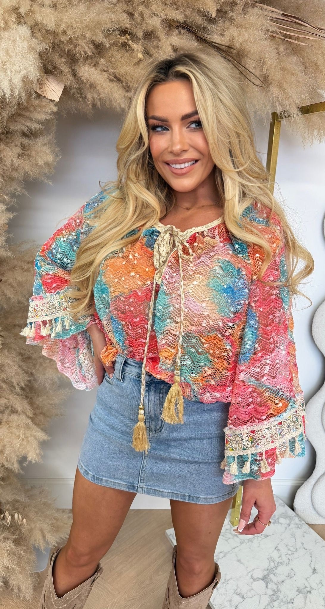 SUN NOVA MESH BLOUSE RAINBOW