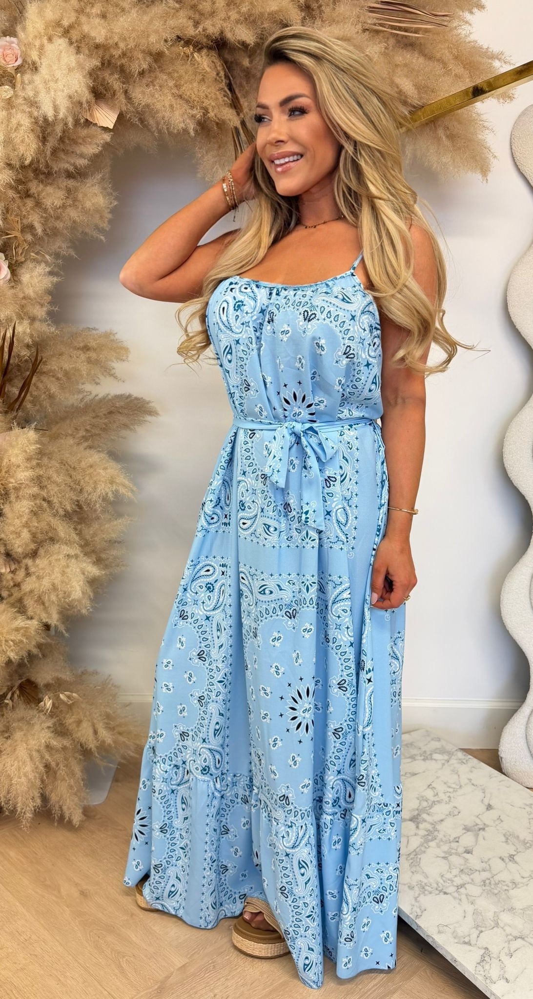 STAR PAISLEY MAXI DRESS BLUE