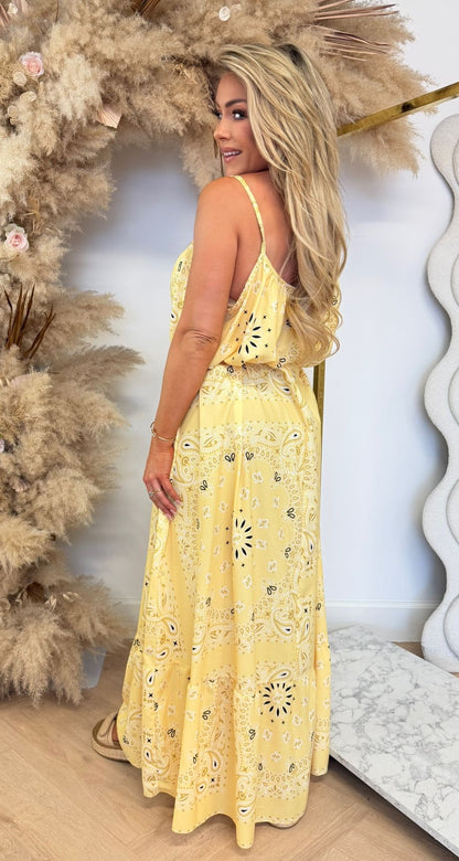 STAR PAISLEY MAXI DRESS YELLOW