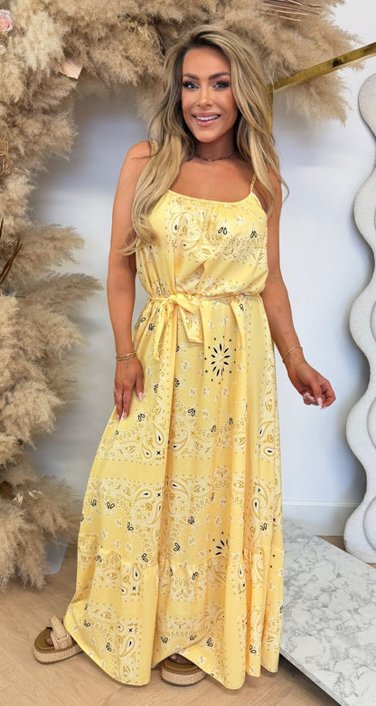 STAR PAISLEY MAXI DRESS YELLOW