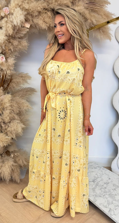 STAR PAISLEY MAXI DRESS YELLOW