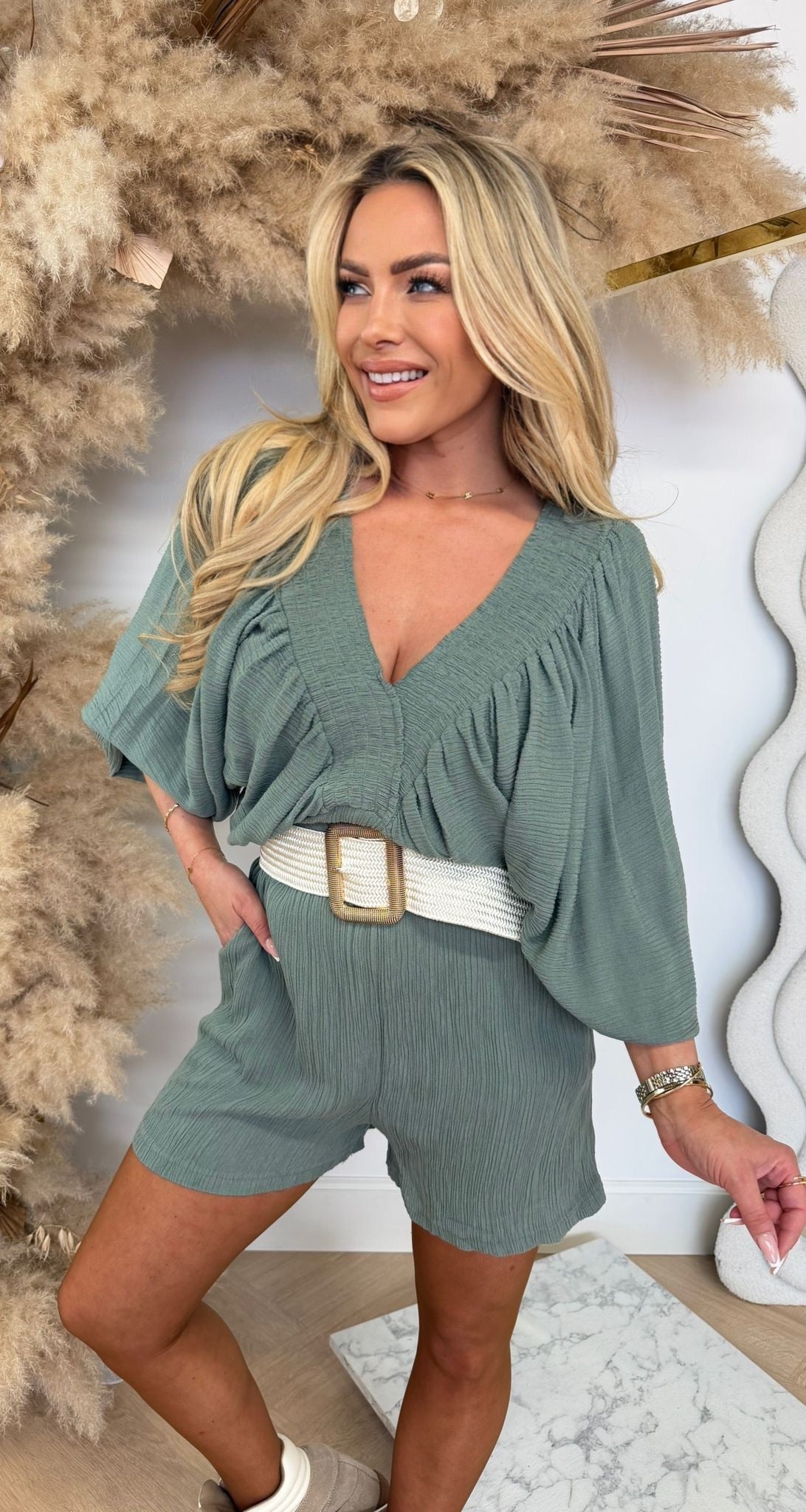 MARLOU COTTON PLAYSUIT OLIVE