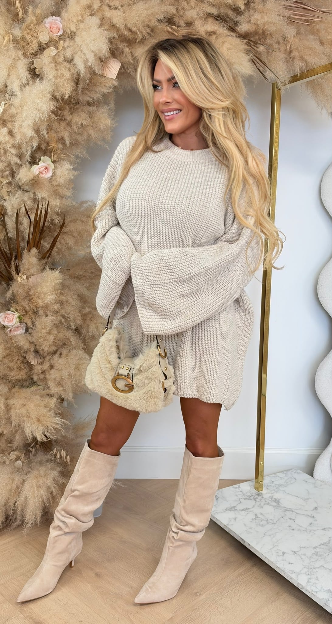 JOY OVERSIZED KNITTED SWEAT BEIGE