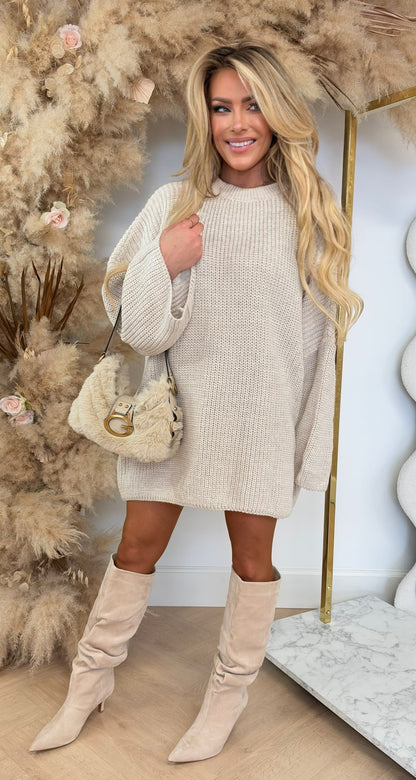 JOY OVERSIZED KNITTED SWEAT BEIGE
