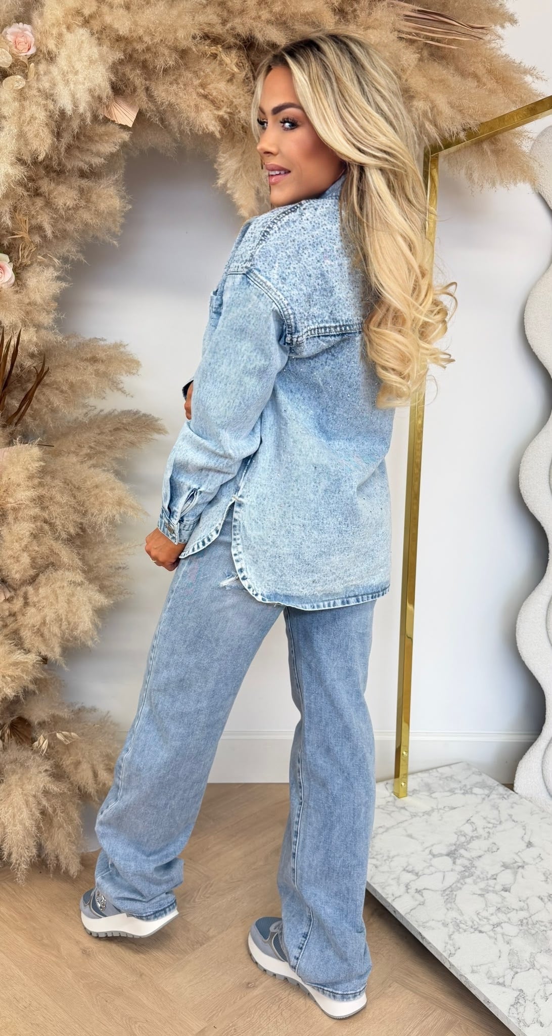 GLITTERY DENIM BLOUSE 8631-1 DENIMBLUE