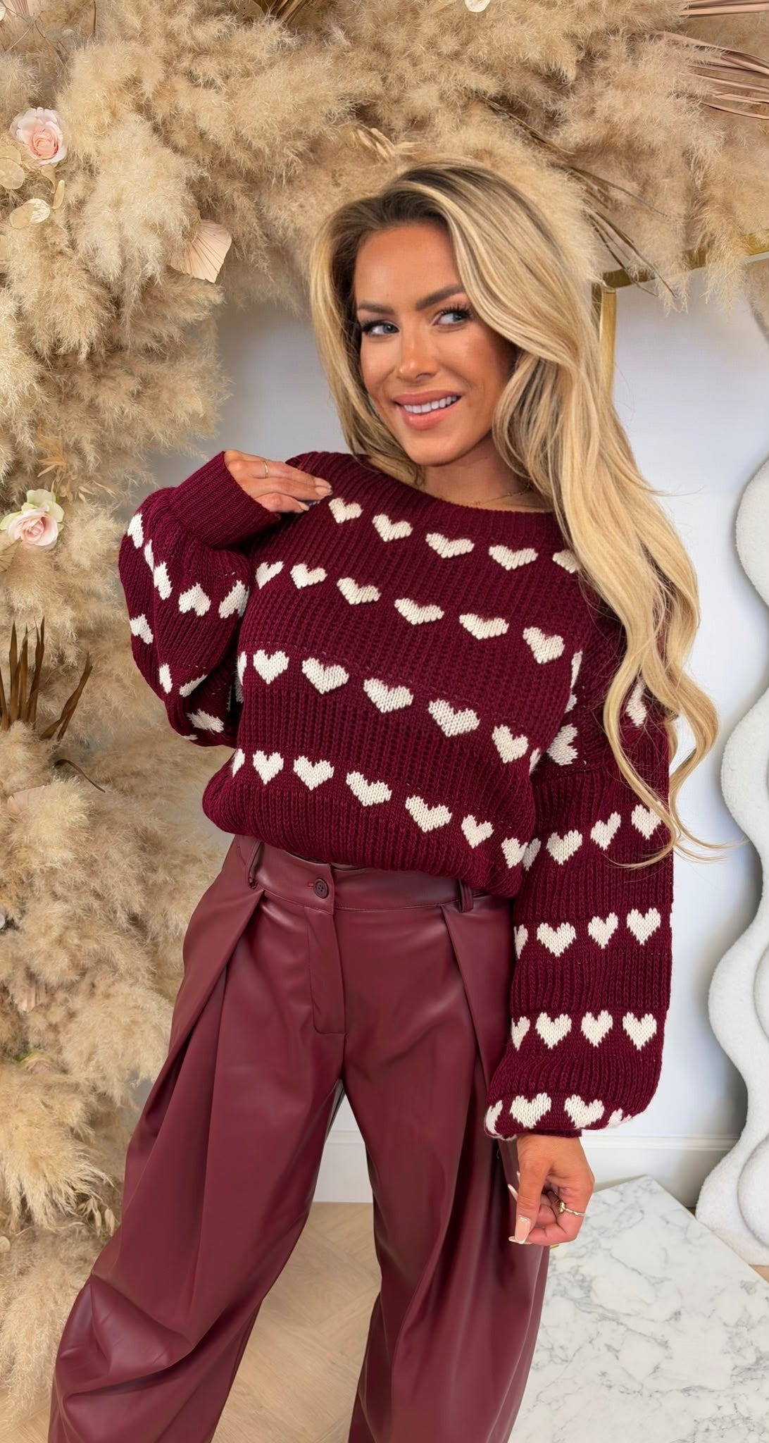 LOVELY HARTJES CROPPED KNIT BORDEAUX