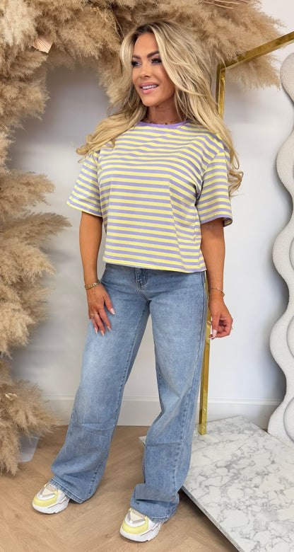 KAYLLA STRIPE SHIRT 962 LILA/YELLOW