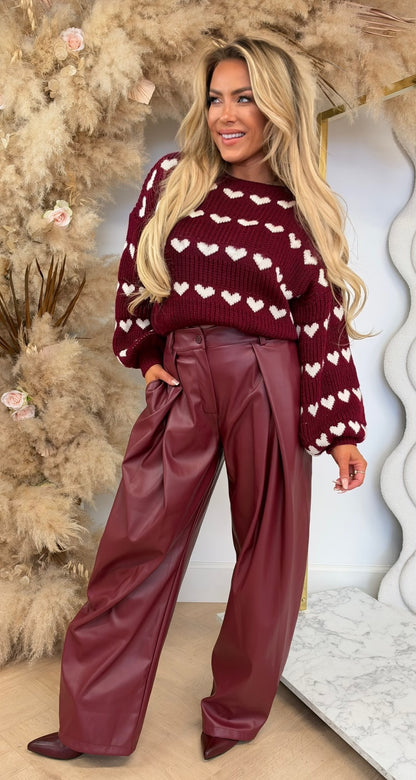LOVELY HARTJES CROPPED KNIT BORDEAUX