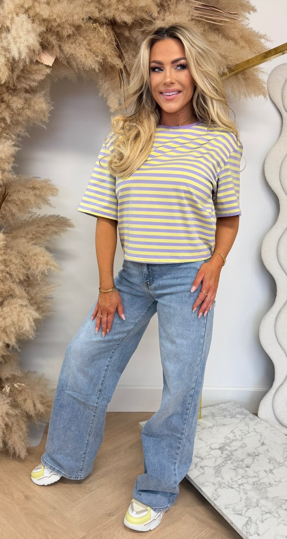 KAYLLA STRIPE SHIRT 962 LILA/YELLOW