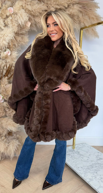 FAKE FUR PONCHO 88208 CHOCO