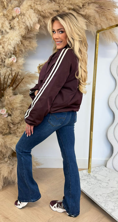 KLOË DOUBLE STRIPE JACKET AUBERGINE