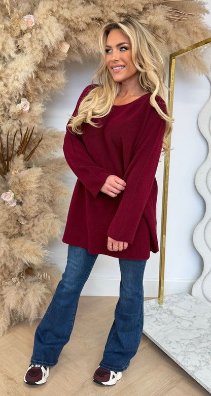 KIMMY SOFT LONG TOP BURGUNDY