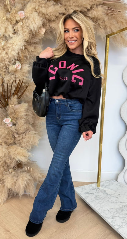NEON ICONIC CLUB CROPPED SWEAT BLACK