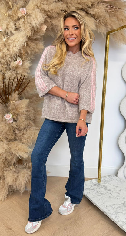 SIMPLE STRIPED TRUI TAUPE