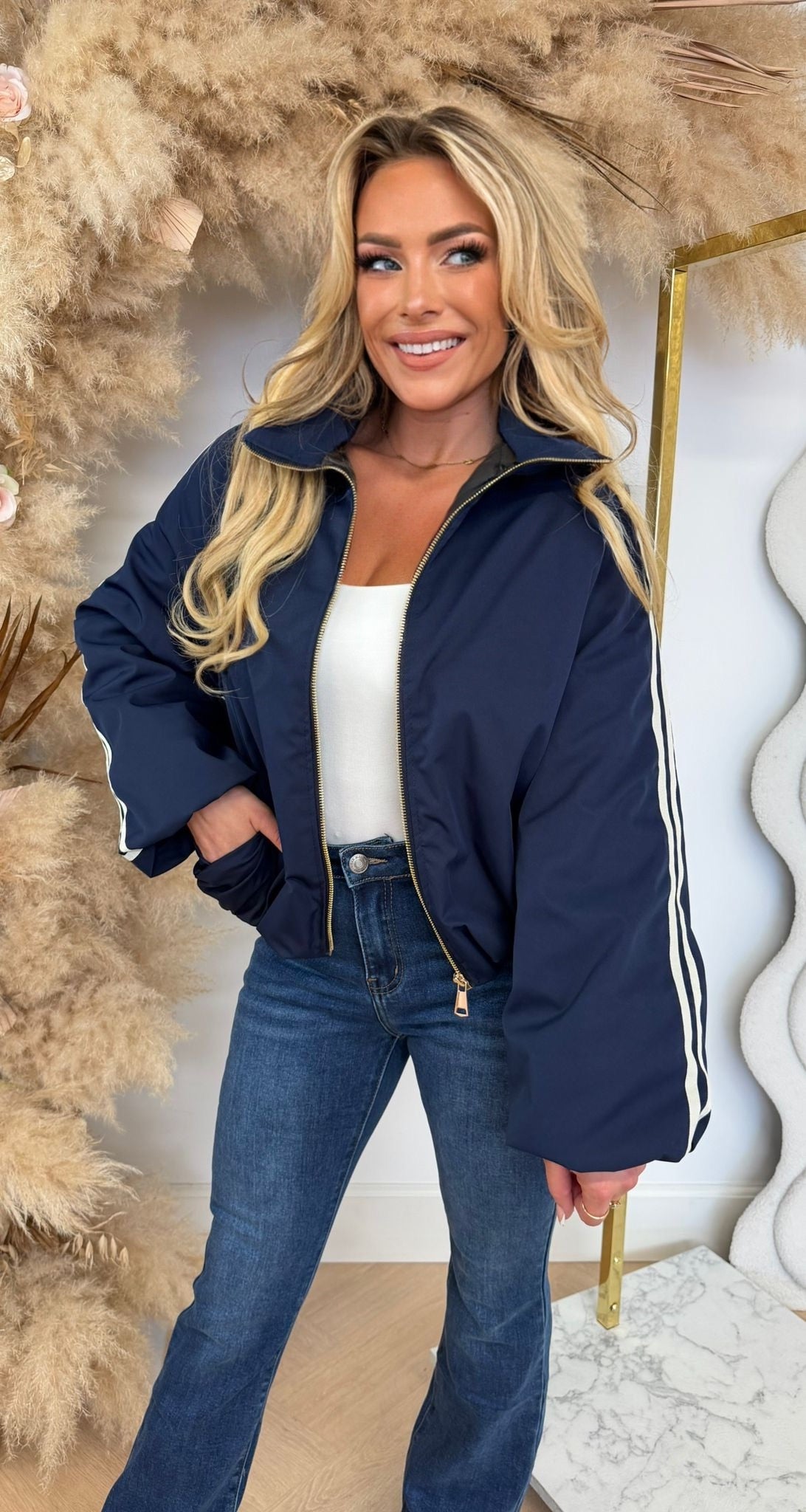 KLOË DOUBLE STRIPE JACKET NAVY