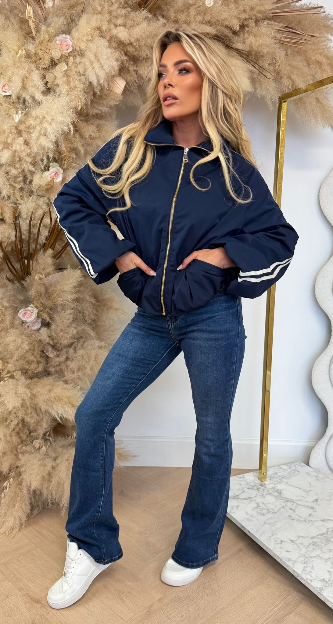 KLOË DOUBLE STRIPE JACKET NAVY