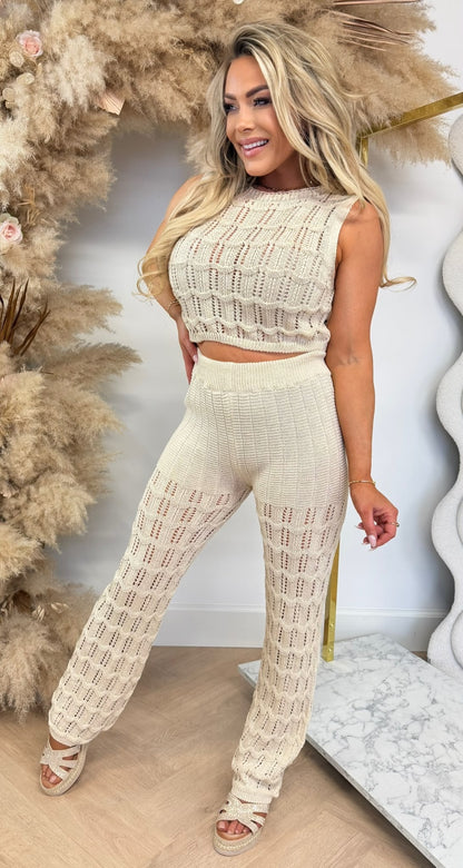 KNITTED BEACH SET BEIGE