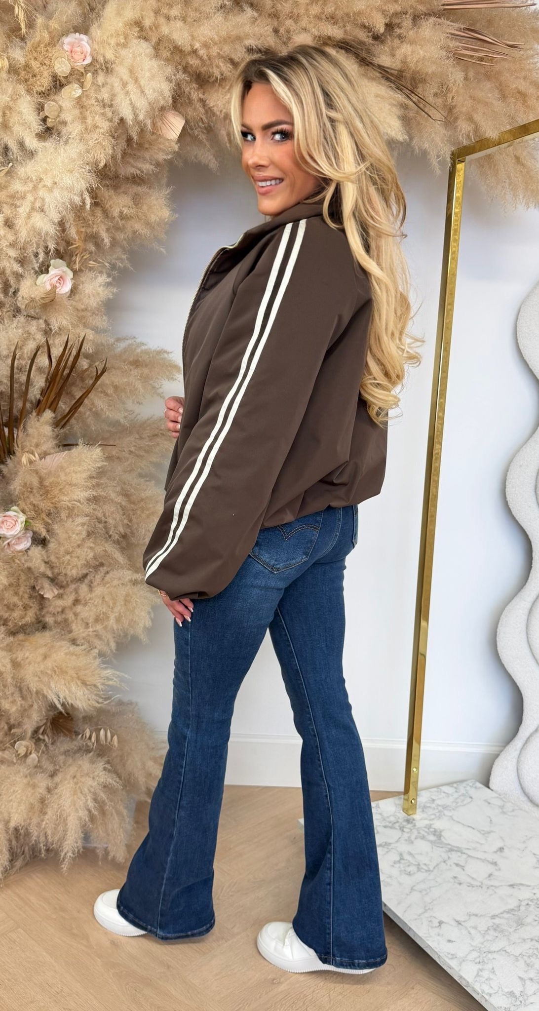KLOË DOUBLE STRIPE JACKET CHOCO
