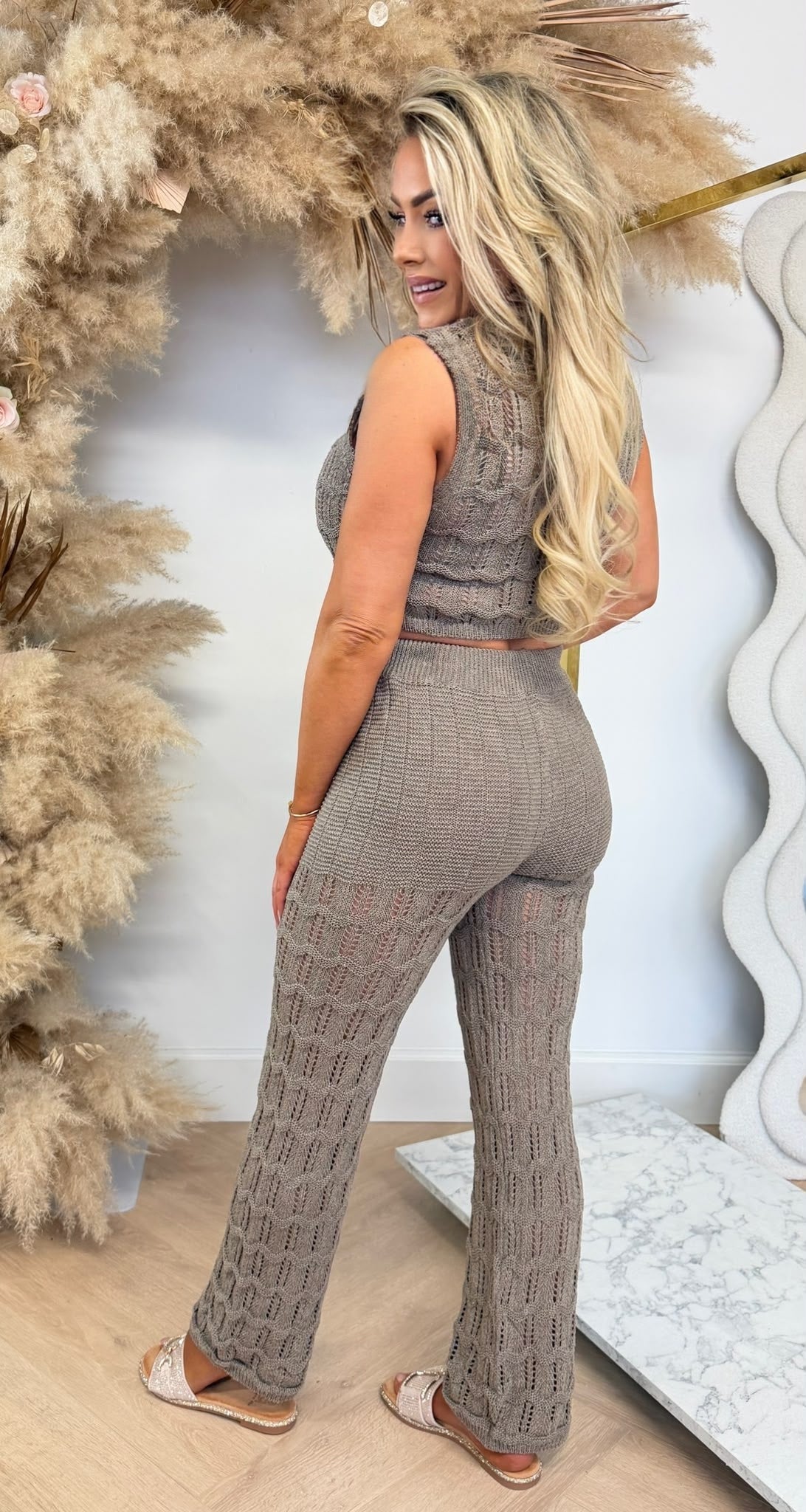 KNITTED BEACH SET TAUPE