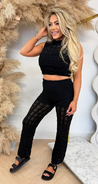 KNITTED BEACH SET BLACK