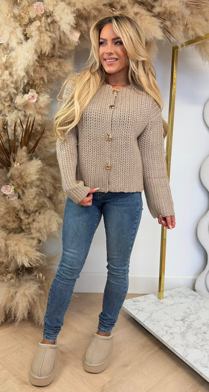 VICKY KNITTED VESTJE TAUPE