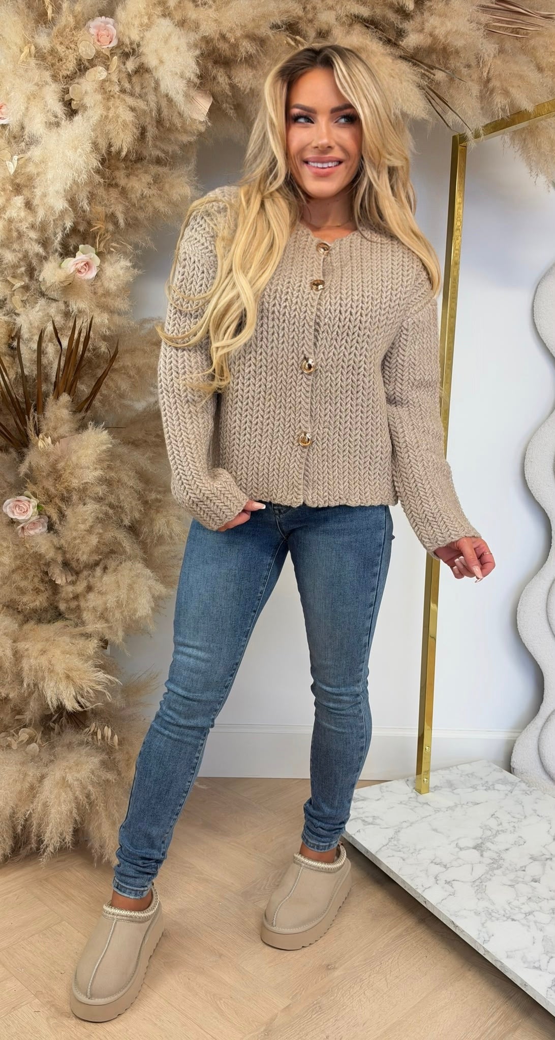 VICKY KNITTED VESTJE TAUPE