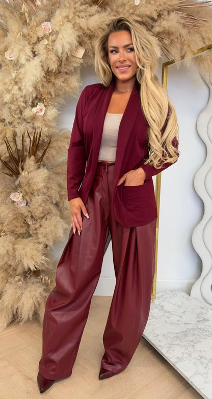 BASIC VESTJE L MOUW BURGUNDY