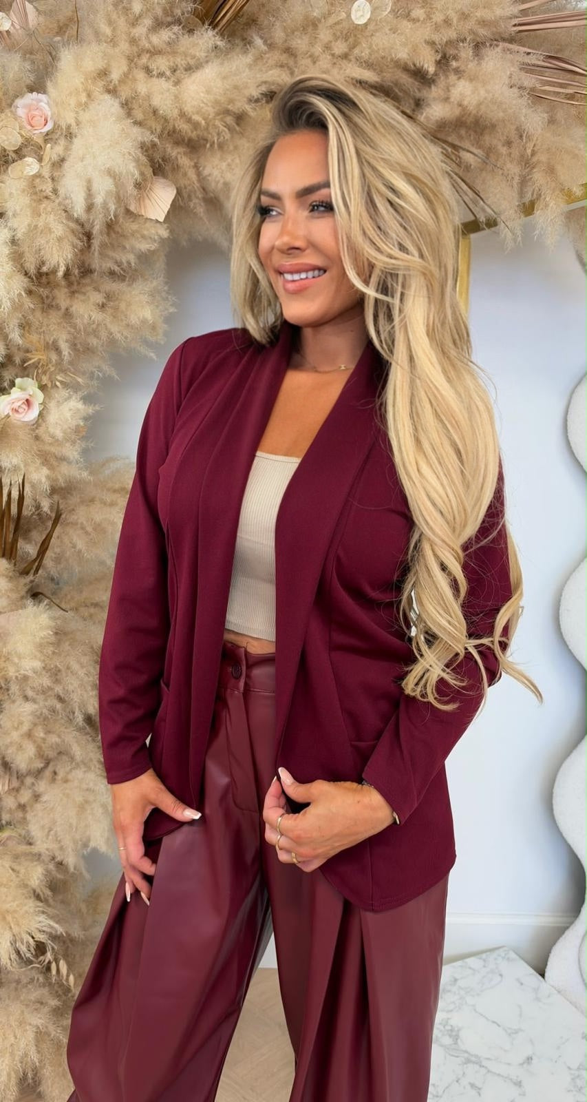 BASIC VESTJE L MOUW BURGUNDY