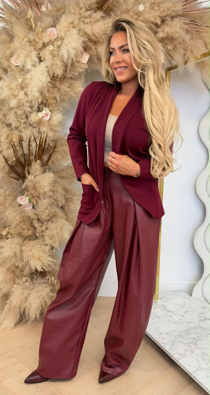 BASIC VESTJE L MOUW BURGUNDY