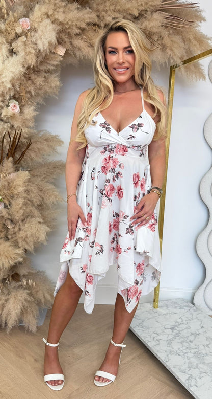 ELEGANT ROSES DRESS WHITE