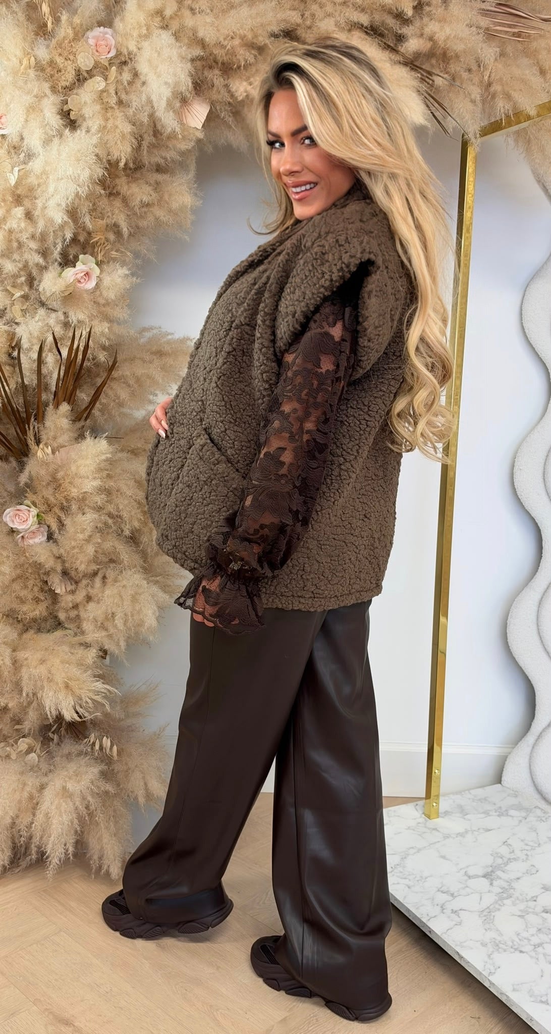 TEDDY GILET COFFEE