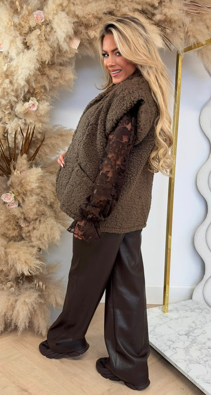 TEDDY GILET COFFEE