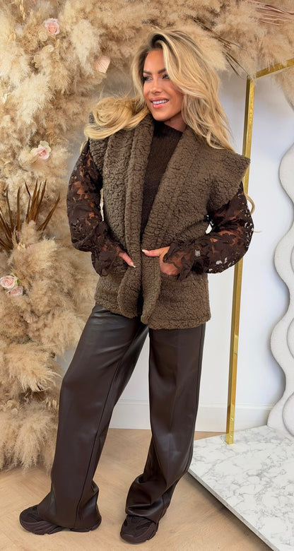TEDDY GILET COFFEE