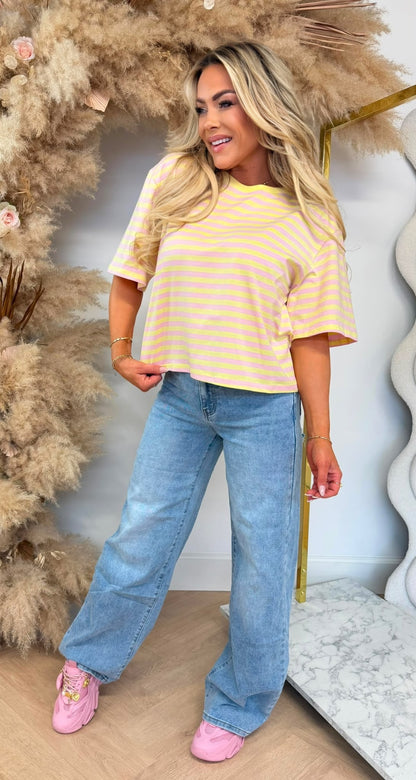 KAYLLA STRIPE SHIRT 962 YELLOW/LIGHTPINK