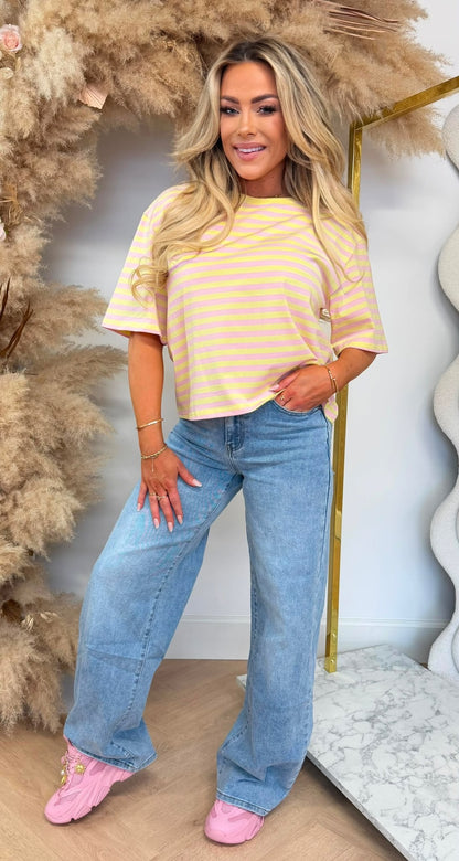 KAYLLA STRIPE SHIRT 962 YELLOW/LIGHTPINK