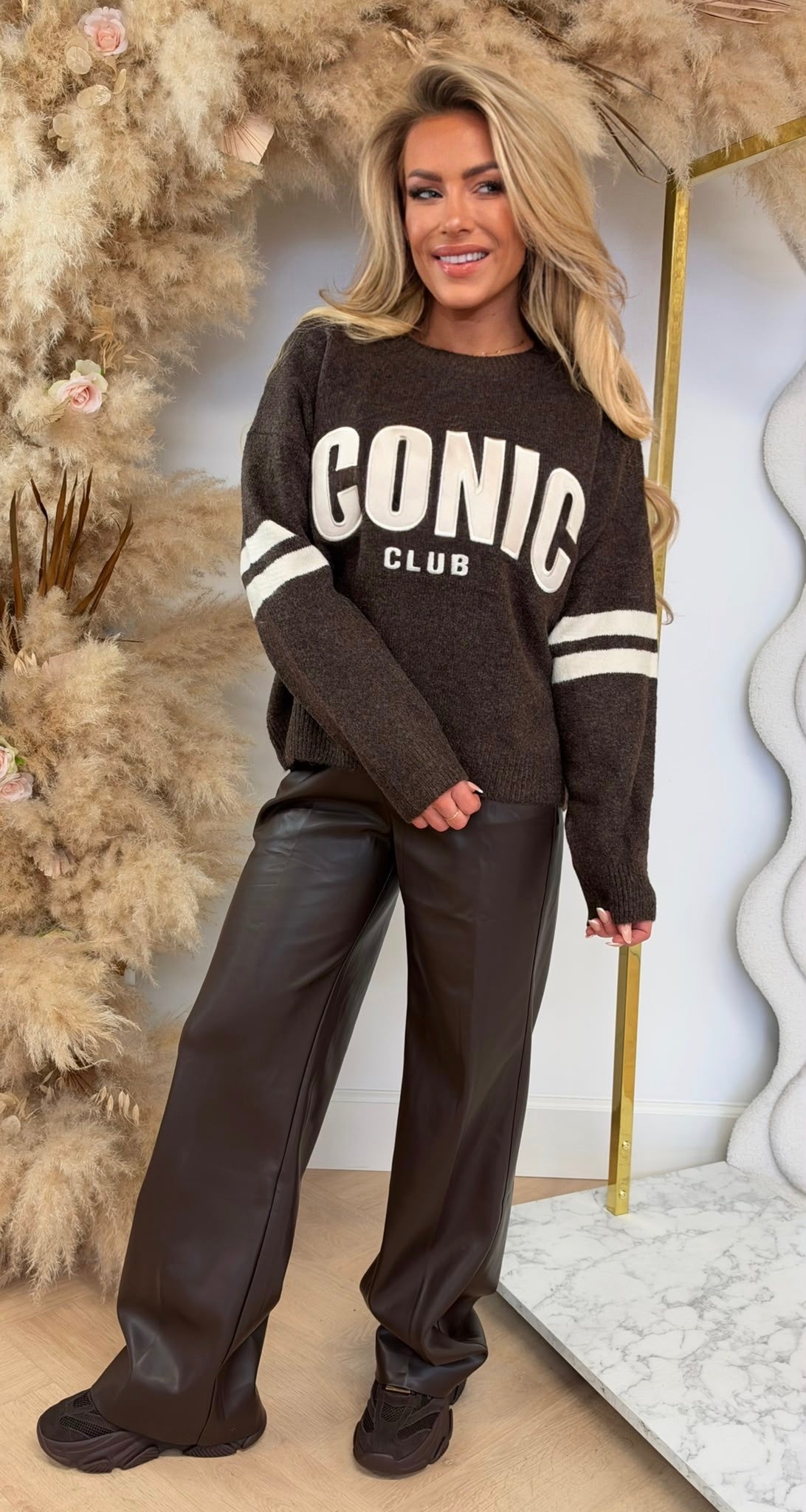 SIDE STRIPE ICONIC CLUB KNIT 3831425 CHOCO