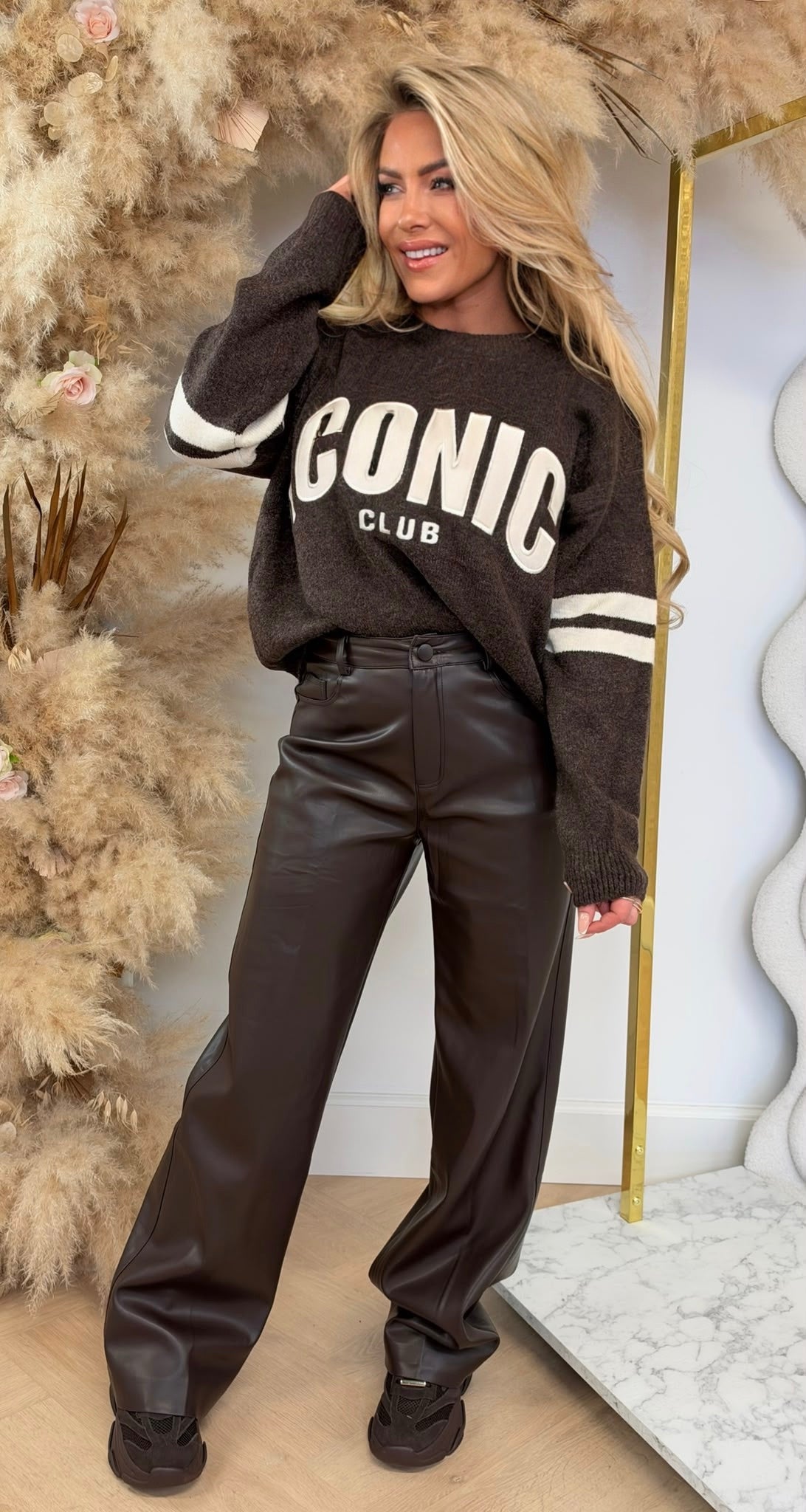 SIDE STRIPE ICONIC CLUB KNIT 3831425 CHOCO