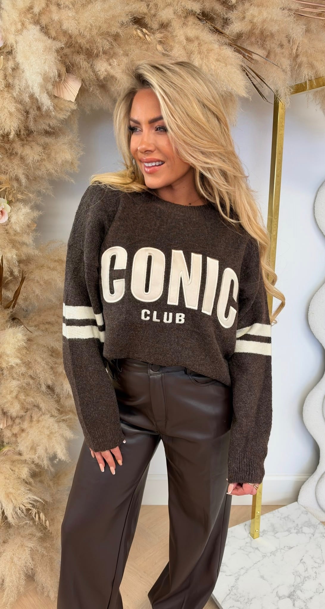 SIDE STRIPE ICONIC CLUB KNIT 3831425 CHOCO