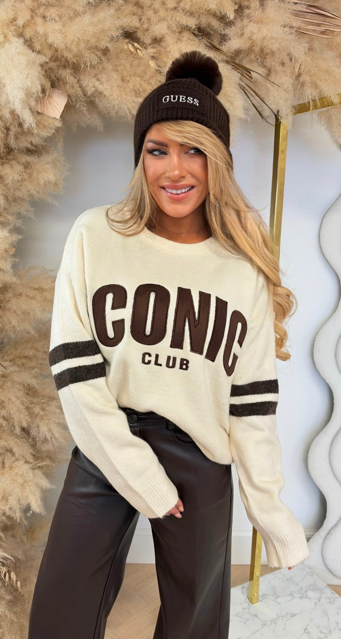 SIDE STRIPE ICONIC CLUB KNIT 3831425 BEIGE
