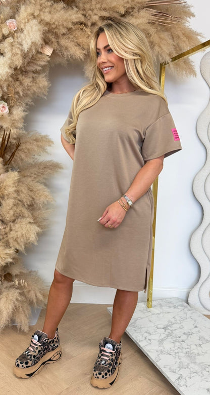 LONG PERFECT EMLBEEM DRESS TAUPE