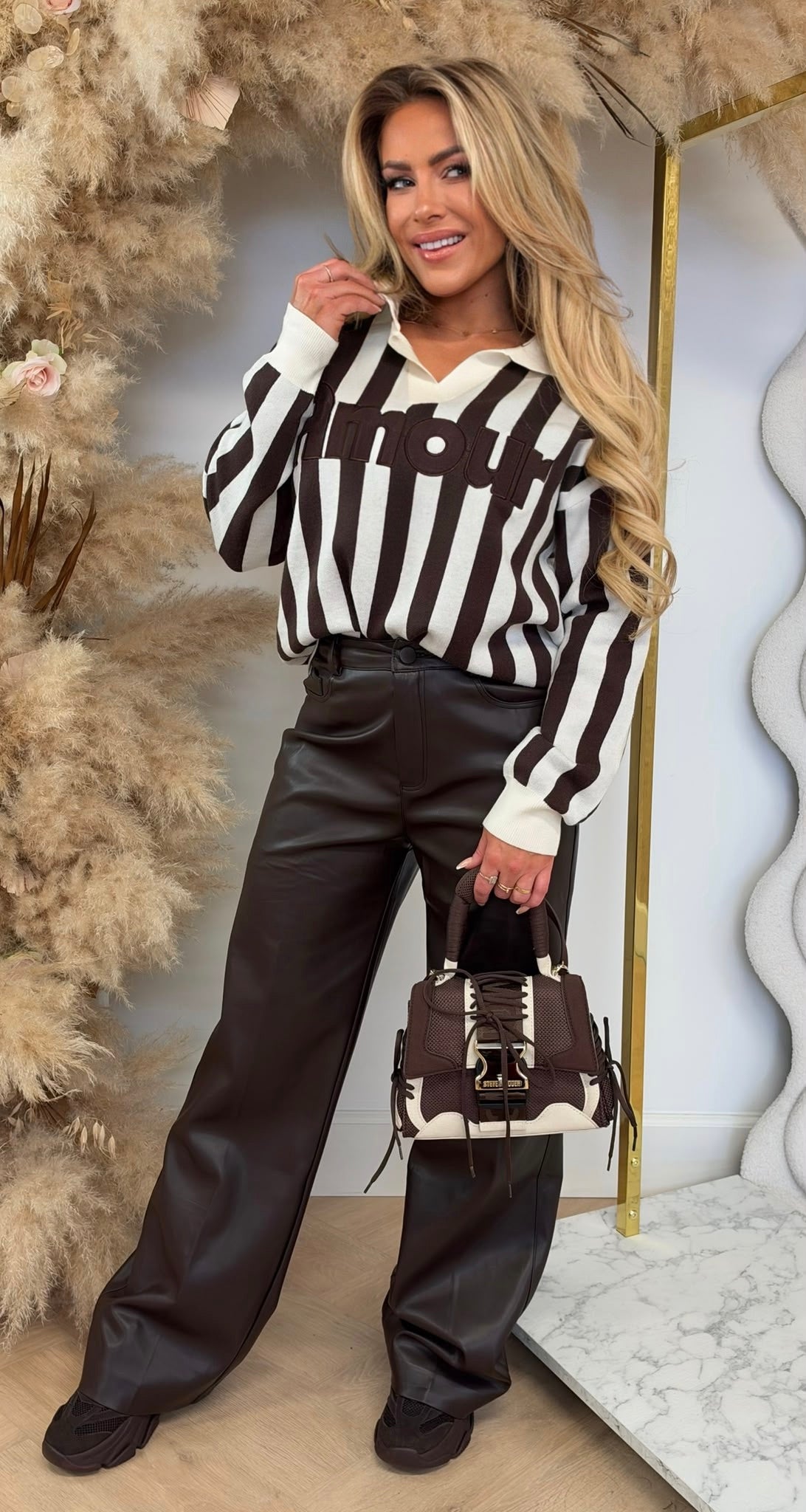 STRIPY AMOUR KRAAG KNIT 1570 BEIGE
