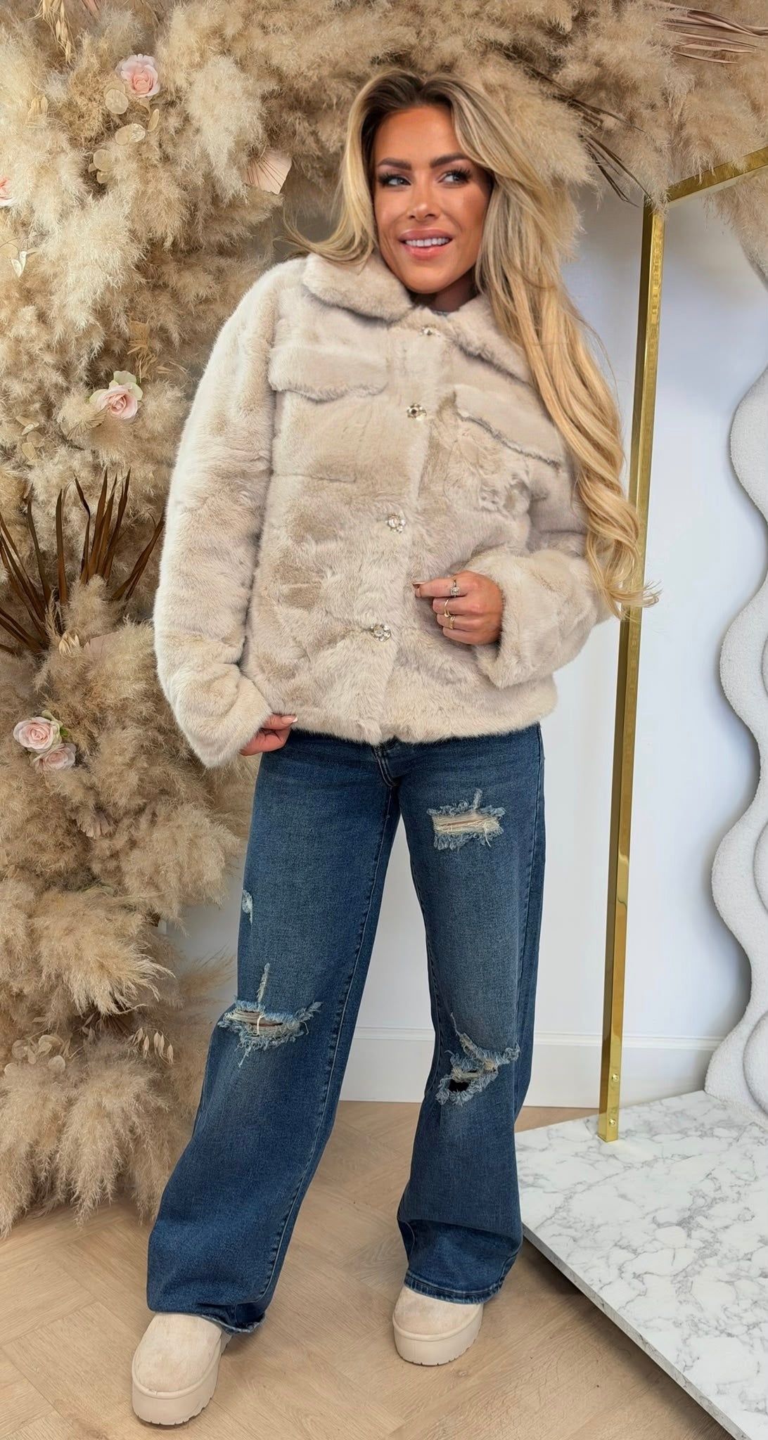GLAMOUR FAKE FUR JACKET 1100 SCHWARZ