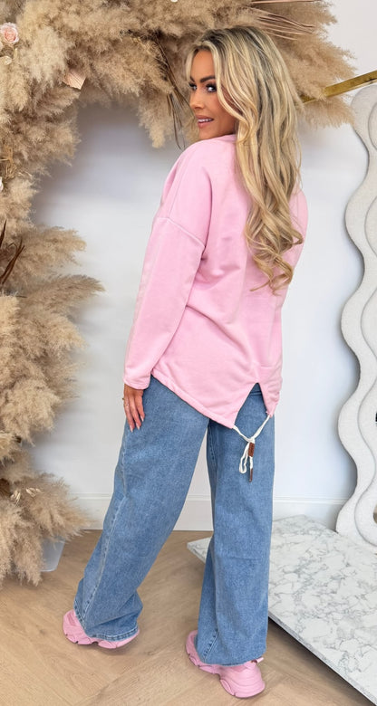 TIARA HEART FLOWER SWEAT PINK