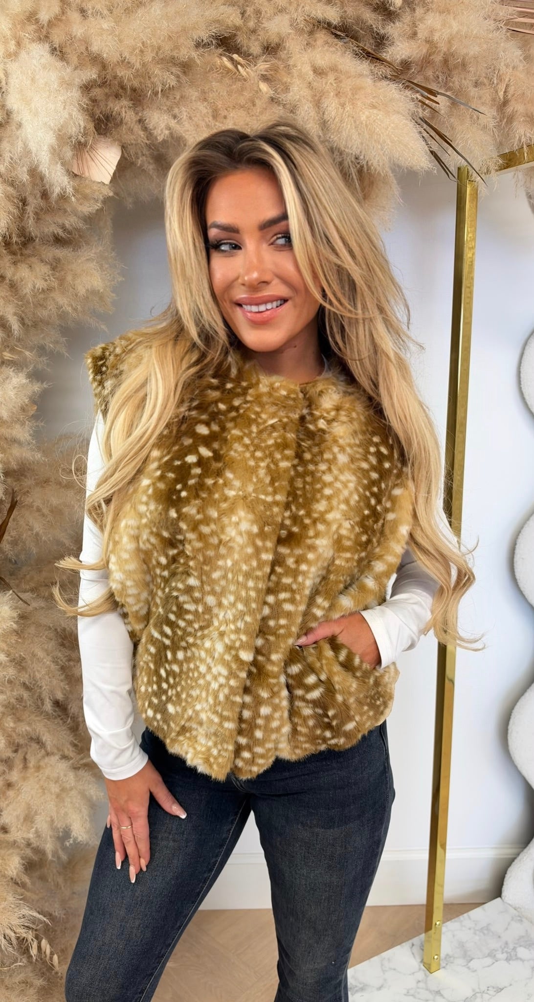 NEW BAMBY PRINT GILET 137 BROWN