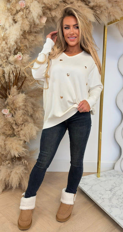 HARTJES OVERSIZED V NECK SWEAT 1077 LIGHTBEIGE